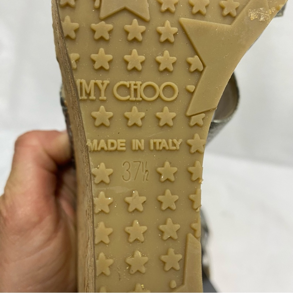 Jimmy Choo Silver Cork Wedge Heels 37.5 - Picture 8 of 10